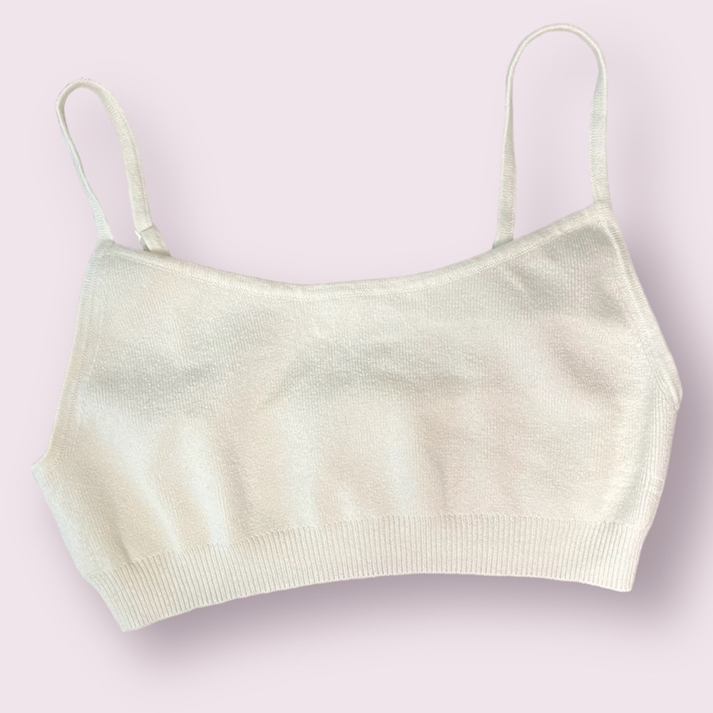 Babaton Ivory Merino Wool Knit Crop Top